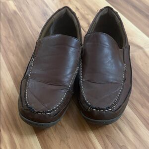 Tommy Hilfiger Brown Leather Slip-On Loafers
